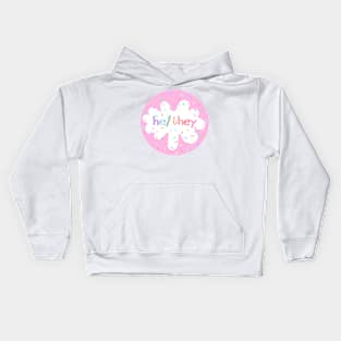 Birthday Cake He/They Pronoun Pin Kids Hoodie